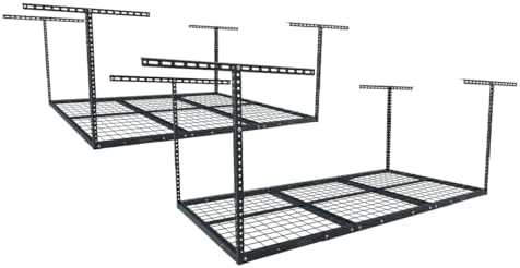 FLEXIMOUNTS 4x6 Overhead Garage Ceiling Storage Rack, 2 Pack, Black by FLEXIMOUNTS