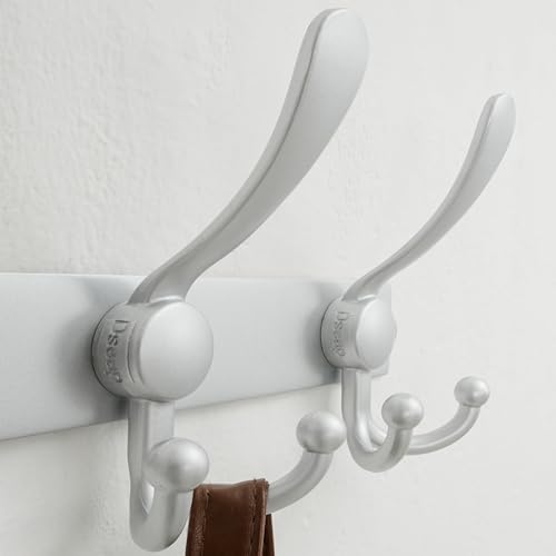 Dseap Coat Rack Wall Mount 37 Inch, Heavy Duty 12-Gauge Base vs Flimsy 1mm, Double-Thick Solid Anti-Snap Hooks, 16” Stud-Mount, Stainless Steel 10-Hook Hanger for Closet Entryway, Silver - Image 2