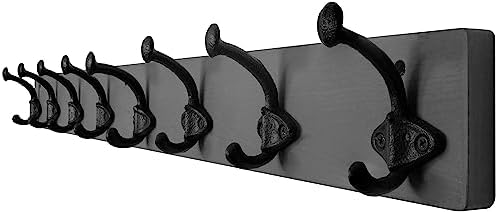 WEBI Rustic Coat Rack Wall Mount,35.43" Long 8 Cast Iron Coat Hooks Wall Mounted,Heavy Duty Wall Coat Hanger Hooks for Hanging Coats,Clothes,Jacket,Gray by WEBI