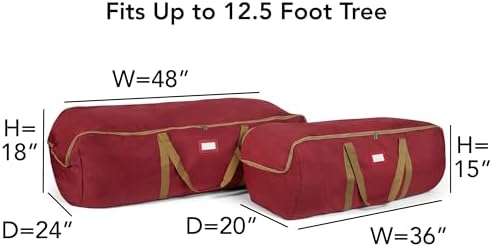 Covermates Keepsakes Garland Duffle Bag - Durable Polyester, Reinforced Handles, Fits up to 25 Foot Garland Depending on Thickness - Holiday Storage, Red - Image 3