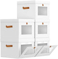 Homsorout Storage Bins with Lid – Closet Organizer with Side Opening and Clear Window, Foldable Stackable Fabric Basket for Clothes, Home, Office - 13.77" x 11.8" x 9.8", 5 Pack, White by Homsorout