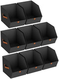 Homsorout Fabric Closet Storage Cubes - 8 Pack Square Storage Bins with Dual Handles for Clothes, Towels, Toys, Cube Storage Organizers for Bedroom, Nursery, Shelves, Closet, Small Spaces, Black by Homsorout
