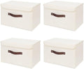 ANMINY Fabric Storage Box Bins with Lids, Beige, 15"x10"x10", 4 Pack by ANMINY