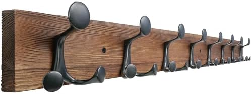 SKOLOO 43-Inch Wood Coat Rack Wall Mount with 8 Triple Hooks - Ideal for Family Entrances, Classrooms, and Pet Supplies Storage - Perfect Coat Hooks for Wall,Charred Golden Brown by SKOLOO