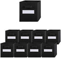 Storage Bins - 9 Pack - Durable Storage Cubes with Label Window | 2 Reinforced Handles | Fabric Cube Baskets for Organizing Closet, Clothes and Toys | Foldable Shelves Organizer (Black) by Pomatree