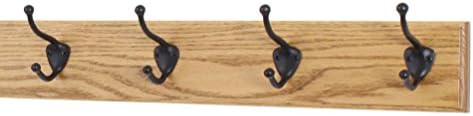 Solid Oak Wall Mounted Coat Rack with Oil Rubbed Bronze Hat & Coat Style Coat Hooks - Made in the USA (Golden Oak, 3.5" x 20" with 4 Hooks) by PEG+AND+RAIL