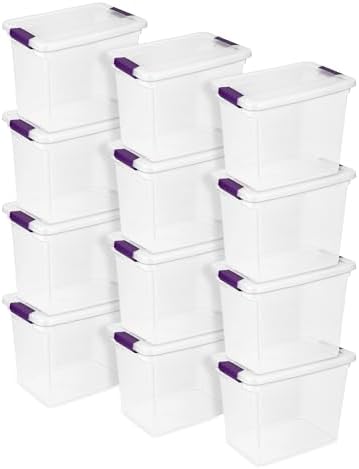 Sterilite ClearView Latch Boxes, Storage Bins with Lids, 27 Quart, 12-Pack by Sterilite