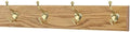 Solid Oak Wall Mounted Coat Rack with Solid Brass Hat and Coat Style Coat Hooks - Made in the USA (Golden Oak, 3.5" x 20" with 4 Hooks) by PEG+AND+RAIL
