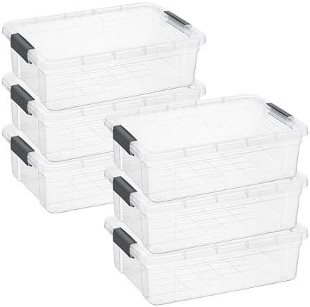 Superio 13.7 Quart Clear Plastic Storage Bin with Lid, Stackable Organizer Box, BPA-Free Storage Container for Home, Garage, School & Office, 6 Pack by Superio