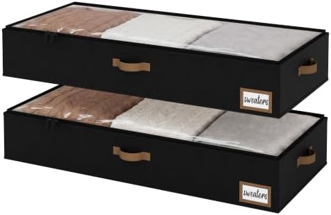 StorageWorks 7 Inch Low Profile Under Bed Storage Containers with Clear Lid by StorageWorks