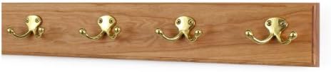 Cherry Coat Rack with Solid Brass Double Style Hooks (Cherry, 20" x 3.5" with 4 hooks) by PEG+AND+RAIL