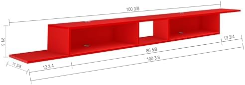 Atelier Mobili Floating TV Stand for Up to 65 Inch TVs – Wall Mounted Floating Shelf for Under TV, Entryway Organizer & Bedroom Vanity – Multi-Purpose Storage & Display Console (Red, 100INCH) - Image 2
