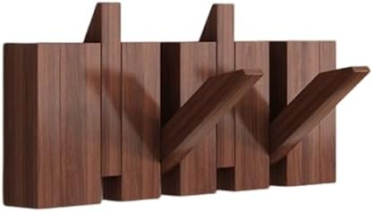 Coat Rack Wall Mount, Wooden Coat Rack, Piano Key Coat Rack, 4 Hooks Flip Down Wall Hook Rack, Walnut by Unknown