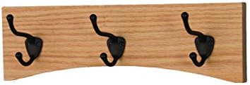 PegandRail Oak Curved Back Wall Mounted Coat Rack - Bronze Hooks - Made in The USA (Natural, 15" x 4.5" - 3 Hooks) by PEG+AND+RAIL