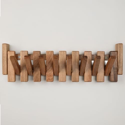 Walnut Piano Key Coat Rack with 8 Flip Hooks by TexasBestGift