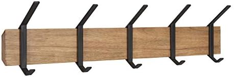 Kate and Laurel Rossmore Farmhouse 5-Hook Wall Hanging Coat Rack, Natural Rustic Wood, Modern Hanging Rack for Coats, Bags, Or Pots and Pans by KateandLaurel