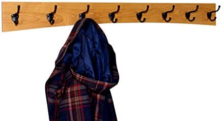 Solid Cherry Arched Wall Mounted Coat Rack Bronze Hat & Coat Hooks - Made in The USA (Cherry, 41" x 4.5" with 8 Hooks) - Image 2