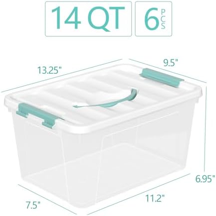 6-Pack 14 Quart Storage Latch Box/Bins, Stackable Box with Handle - Image 2