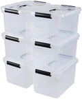 12 Quart Clear Plastic Storage Latch Bins with Handle, 6 Packs by Vadidiya