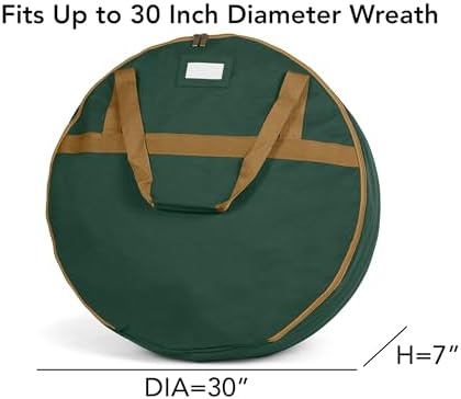 Covermates Keepsakes Wreath Storage Bag – Heavy-Duty Polyester with Buckle Straps & Interior Pouch – Protective Holiday Wreath Organizer with Handles, D-Ring & Label Window, Green - Image 3