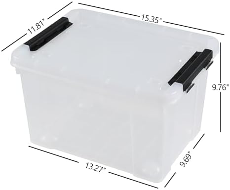4 Pack 23 L Clear Plastic Storage Bins with Wheels and latches - Image 2