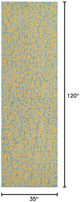 Unique Loom Outdoor Safari Collection Area Rug - Leopard (2' 11" x 10' Runner, Blue Yellow/ Blue) - Image 2