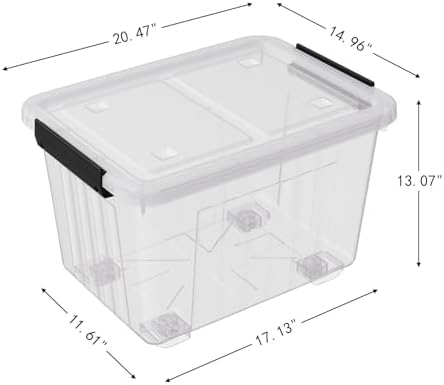 50 Quart Clear Large Storage Totes with Wheels, Plastic Storage Box with Lid, 4-Pack - Image 2