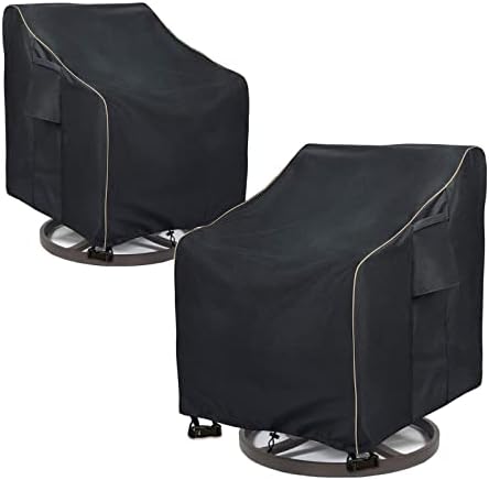 Outdoor Swivel Lounge Chair Cover 2 Pack,35 W x 37 D x 38.5 H inches,100% Waterproof Heavy Duty Outdoor Chair Covers,Patio Furniture Cover for Swivel Patio Lounge Chair,Black by LSongSKY