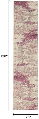 Nourison Home Celestial Ivory Pink 2'2" x 10' Area Rug - Easy Clean, Non Shedding, Bed Room, Living Room, Dining Room, Kitchen (10' Runner) - Image 2