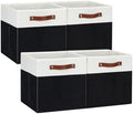 DULLEMELO Fabric Storage Bins for Shelves, Cube Storage Organizer Bins with PU Handles, Set of 4 Decorative Collapsible Storage Bins for Cube Storage,White&Black by DULLEMELO