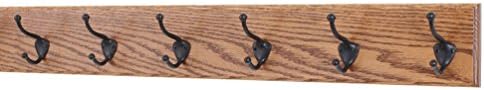 Oak Wall Mounted Coat Rack with Bronze Hooks 4.5" Ultra Wide (Chestnut, 30.5" x 4.5" with 6 Hooks) by PEG+AND+RAIL