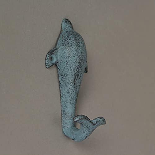 Zeckos Set of 3 Dolphin Wall Hooks, 5.25 Inch Distressed Cast Iron - Image 6
