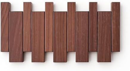 Piano Key Coat Rack Wall Mount – 4 Hook Walnut-Toned Wooden Coat Rack by WINQQQQ