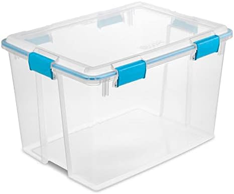 Sterilite 80 Qt Gasket Box, Stackable Storage Bin with Latching Lid and Tight Seal, Plastic Container to Organize Basement, Clear Base and Lid, 1-Pack - Image 2