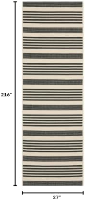 SAFAVIEH Washable Rug Outdoor Courtyard Collection - 2'3" x 18' Runner, Black & Bone, Non-Shedding & Easy Cleaning, Ideal for Patio, Entryway, Mudroom, Hallway, Kitchen (CY6062-216) - Image 2