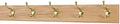 Solid Oak Coat Rack with Solid Brass Hat and Coat Style Hooks - Made in The USA (Natural, 25.5" x 3.5" with 5 Hooks) by PEG+AND+RAIL