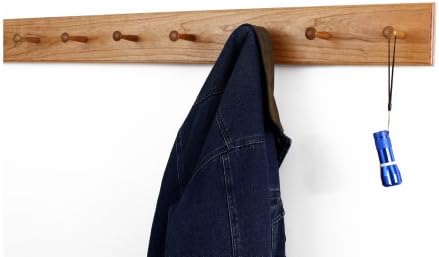 Cherry Shaker Peg Rack 4.5" Extra Wide (Cherry, 41" x 4.5" with 7 pegs) - Image 2
