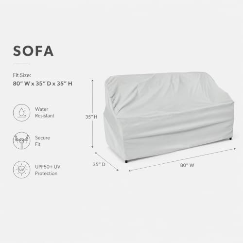 Treasure Garden Sofa Cover, 300D Polyester Outdoor Deep Seating Patio Sofa Cover, Water Resistant, UPF50+ UV Protection, Elastic Hem, Spring Cinch Lock, Built-In Pouch & Storage Bag, Gray - Image 2