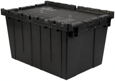 Hudson Exchange 21.9 x 15.2 x 12.8” (3 Pack) Storage Tote Distribution Container with Hinged Attached Lid, Black - Image 4