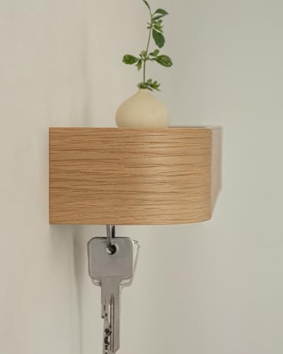 Kazai. Key Holder 'Toke' | Minimalist Key Hook Design from Berlin | Modern Key Holder Wall Mount with Wooden Shelf | Key Rack for Wall as Entryway Organizer | Oak - Image 7