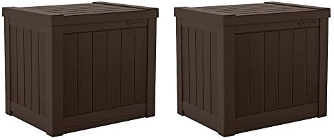 Suncast 17 x 22 Inch Resin 22-Gallon Patio Storage Deck Box, Java Brown (2 Pack) by Unknown