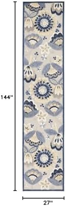 Nourison Home Aloha Blue Grey 2'3" x 12' Area Rug - Easy Clean, Non Shedding, Bed Room, Living Room, Dining Room, Kitchen (12' Runner) - Image 2