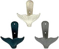 Zeckos Set of 3 Mermaid Tail Wall Hooks, Cast Iron, 5 Inch High by Zeckos