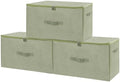 ANMINY Fabric Storage Bins with Zipper Lids, 20"x15"x12", Green, 3 PCS by ANMINY