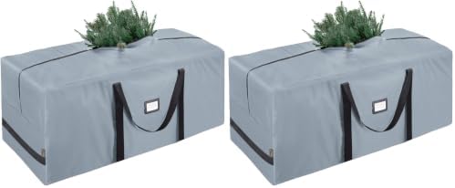 BALEINE 9 ft Christmas Tree Storage Bag, Heavy Duty 900D Oxford Fabric with Reinforced Handles and Dual Zippers Wide Opening, Extra Large Storage Container for Trees (Grey) (Pack of 2) by BALEINE