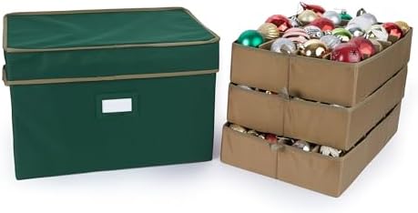 Covermates Adjustable Ornament Storage Box, 19.25"W x 13"D x 12.5"H, Green by Covermates