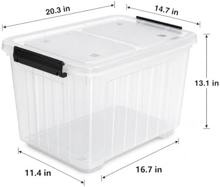 4-Pack 50 Quart Plastic Storage Bins Wheels & Latching Lids - Image 3