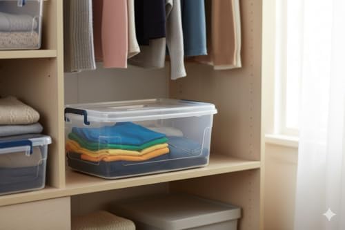 Tribello Clear Storage Bins with Lids, 12-Pack Stackable Plastic Storage Containers for Home Organization – Totes for Closet and Underbed Storage, 21 Quarts - Image 4