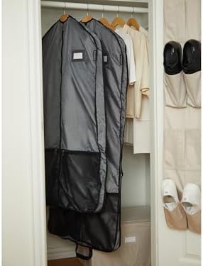 Covermates Deluxe Garment Bag Set for Closet Storage & Travel – Heavy Duty Hanging Suit & Dress Bags with ID Window, Accessory Pockets & Carrying Handles – Premium Wardrobe Protection, Grey - Image 4