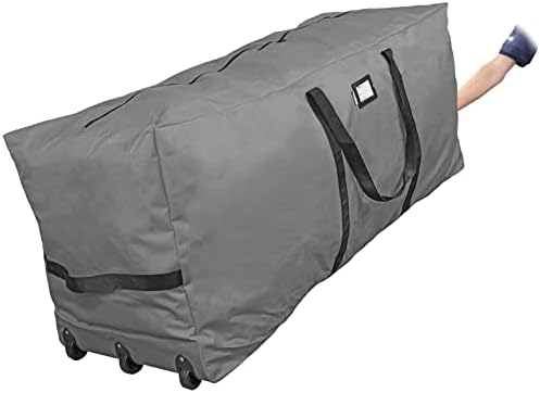 Rolling Tree Storage Bag, Fits Up to 9 ft. Disassembled Holiday Tree, 28" Height X 16" Wide X 60" Long, Extra Large Heavy Duty Storage Container with Wheels and Handles (Gray) - Image 6